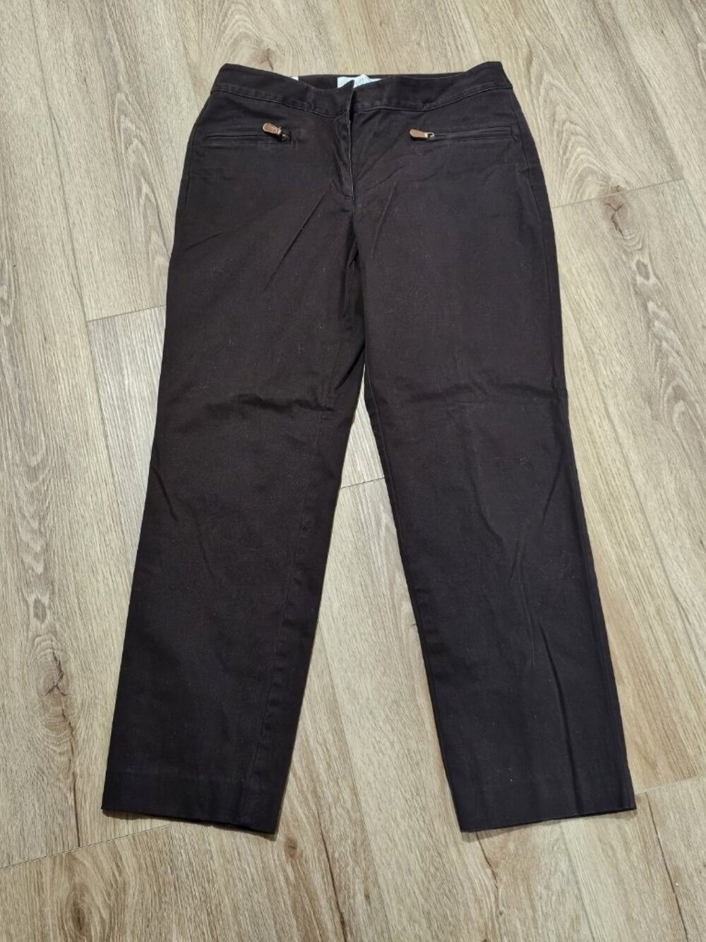 Talbots Signature Pants Brown Womens Size 6 Petites Cotton Stretch Slim Leg